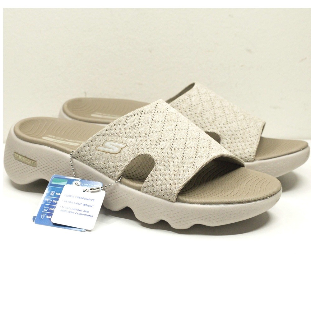 SKECHERS Sweet Talk Go Walk Massage Fit Slide Sandals Goga Mat Hyper Burst Sz 10